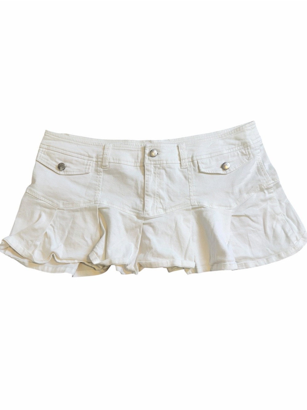 I.AM.GIA White Ruffle Mini Skirt Ultra Mini School Girl Y2K Coquette Designer